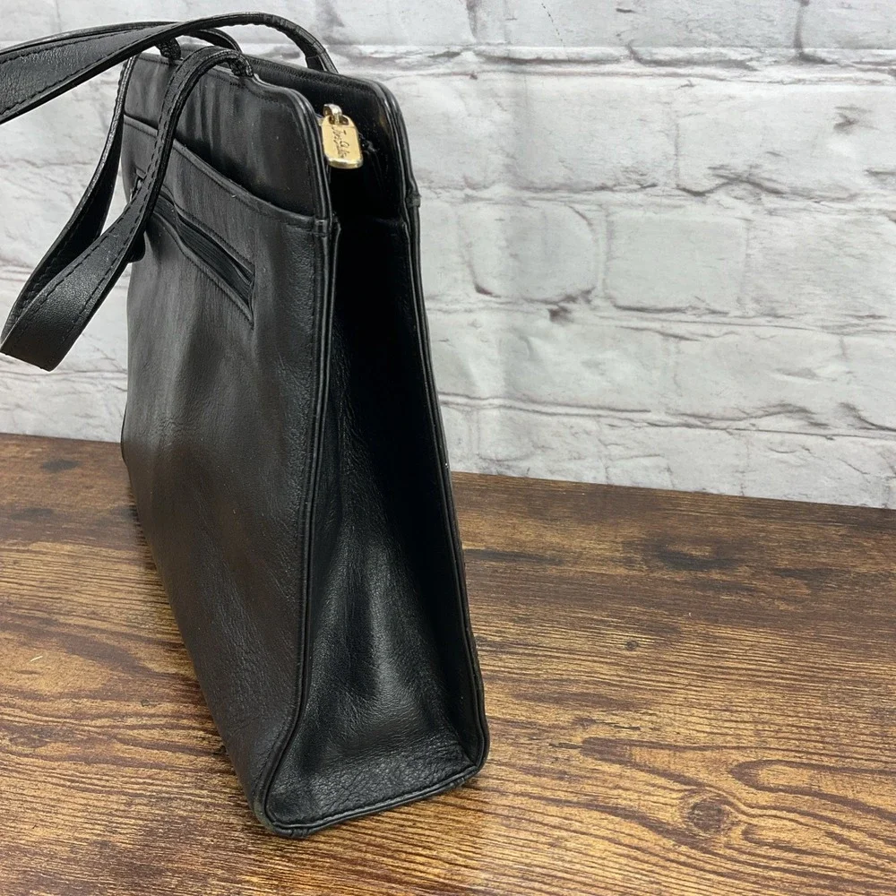 Vintage Jane Shilton Lack Leather Hand Bag With Gold Tone Hardware